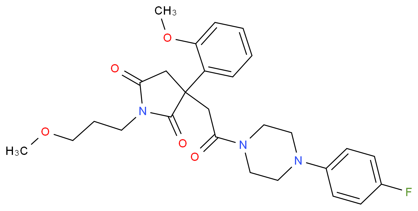 3-{2-[4-(4-fluorophenyl)-1-piperazinyl]-2-oxoethyl}-3-(2-methoxyphenyl)-1-(3-methoxypropyl)-2,5-pyrrolidinedione_Molecular_structure_CAS_)