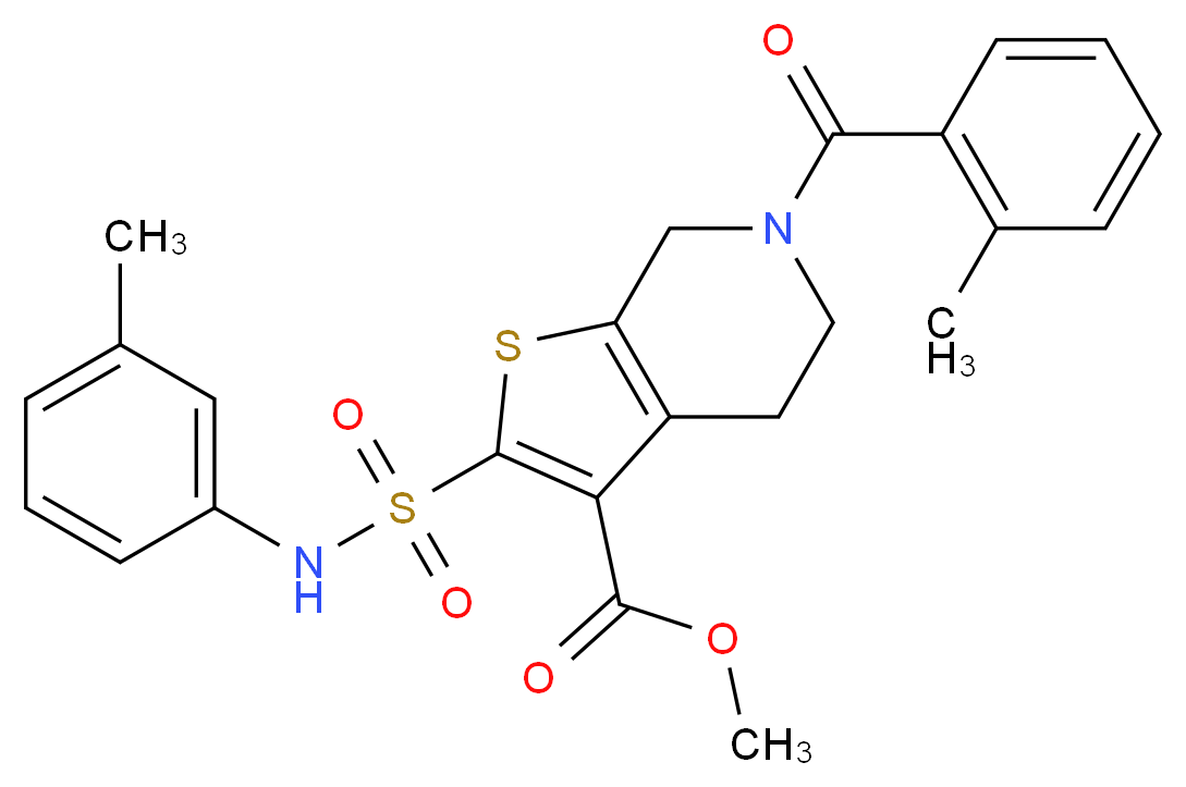 methyl 6-(2-methylbenzoyl)-2-{[(3-methylphenyl)amino]sulfonyl}-4,5,6,7-tetrahydrothieno[2,3-c]pyridine-3-carboxylate_Molecular_structure_CAS_)