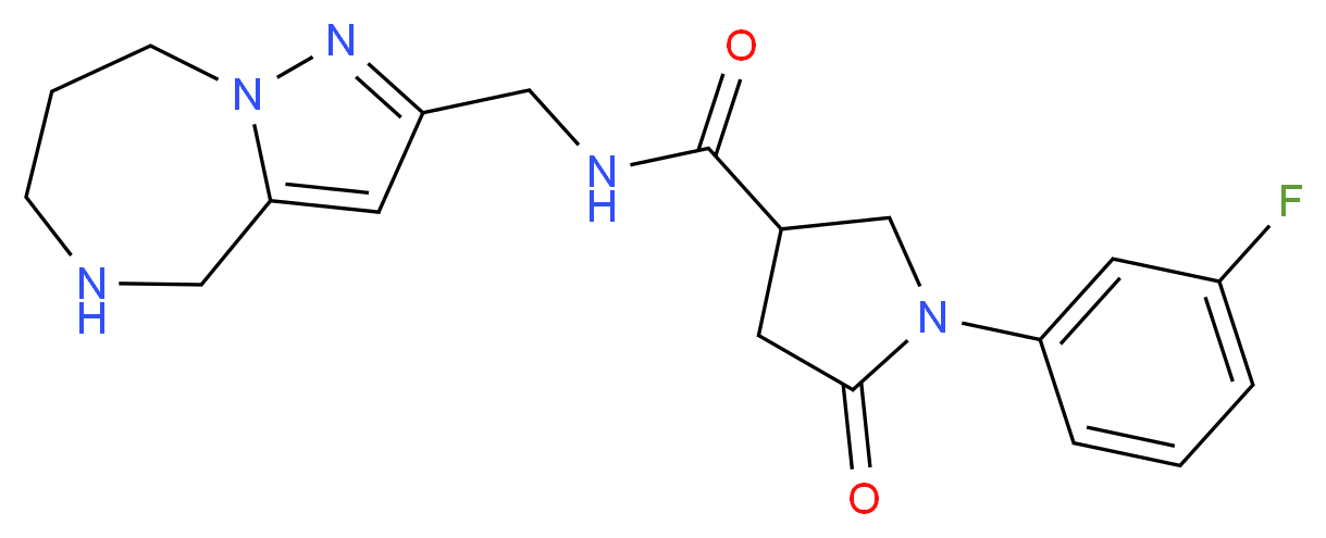 1-(3-fluorophenyl)-5-oxo-N-(5,6,7,8-tetrahydro-4H-pyrazolo[1,5-a][1,4]diazepin-2-ylmethyl)pyrrolidine-3-carboxamide_Molecular_structure_CAS_)