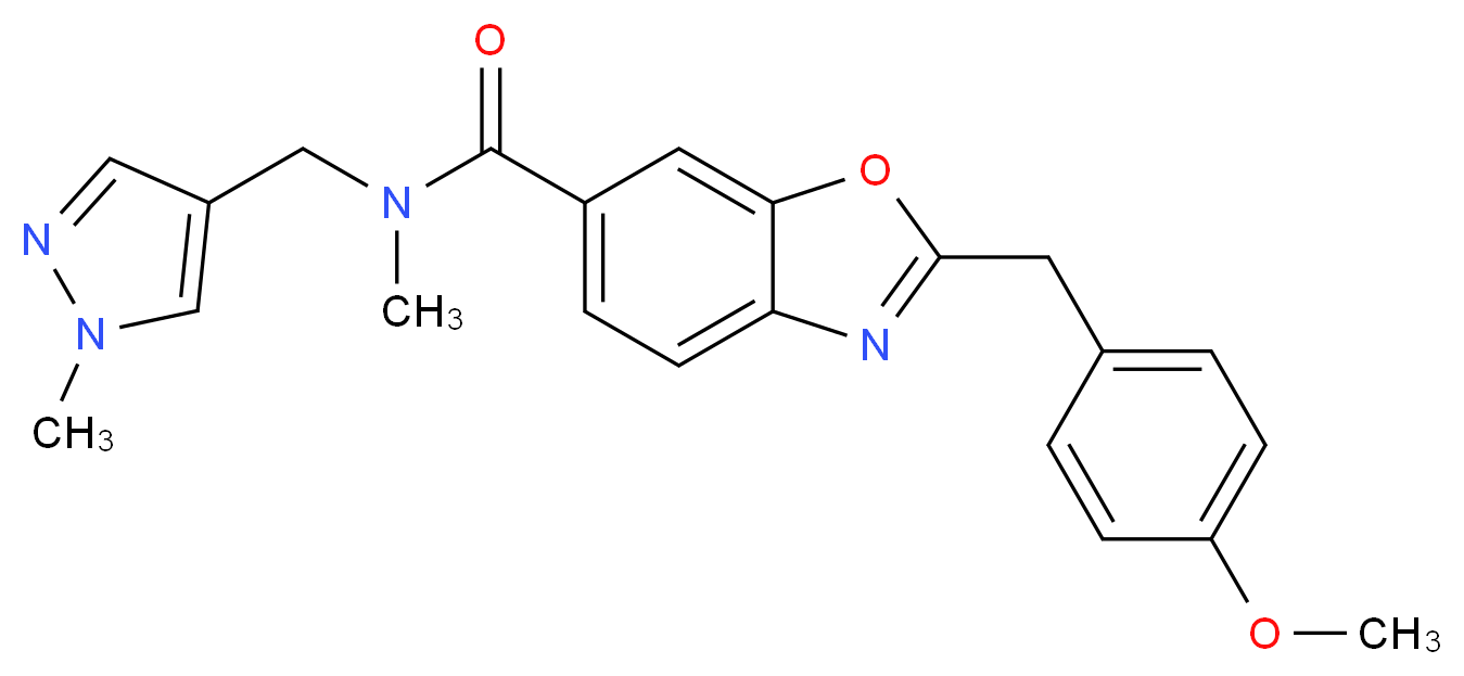 2-(4-methoxybenzyl)-N-methyl-N-[(1-methyl-1H-pyrazol-4-yl)methyl]-1,3-benzoxazole-6-carboxamide_Molecular_structure_CAS_)
