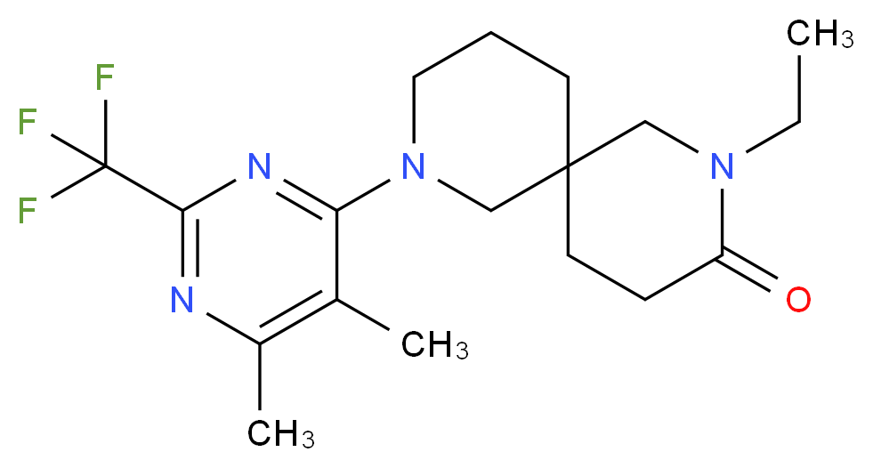 8-[5,6-dimethyl-2-(trifluoromethyl)-4-pyrimidinyl]-2-ethyl-2,8-diazaspiro[5.5]undecan-3-one_Molecular_structure_CAS_)