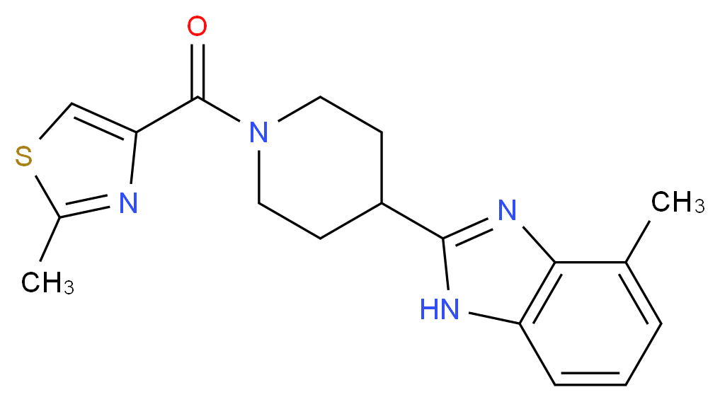 4-methyl-2-{1-[(2-methyl-1,3-thiazol-4-yl)carbonyl]-4-piperidinyl}-1H-benzimidazole_Molecular_structure_CAS_)