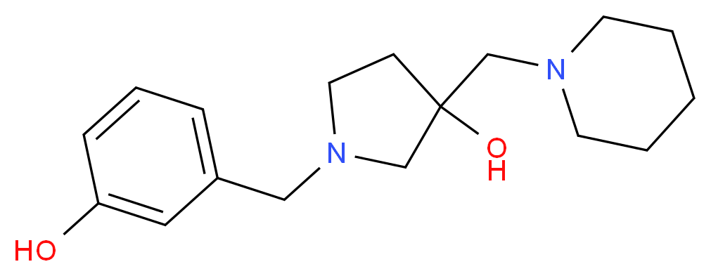 1-(3-hydroxybenzyl)-3-(piperidin-1-ylmethyl)pyrrolidin-3-ol_Molecular_structure_CAS_)