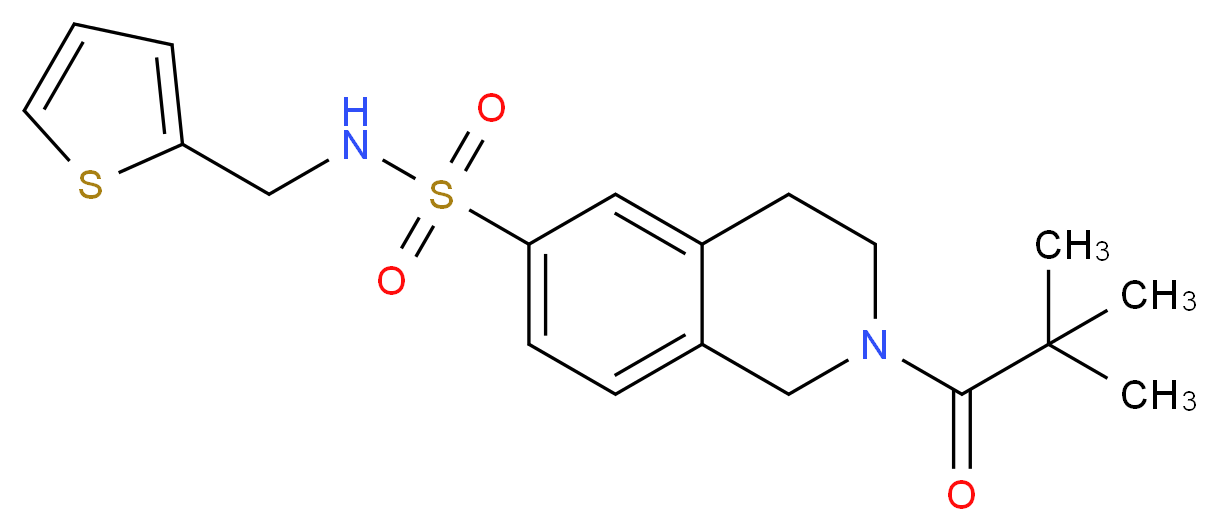 2-(2,2-dimethylpropanoyl)-N-(2-thienylmethyl)-1,2,3,4-tetrahydroisoquinoline-6-sulfonamide_Molecular_structure_CAS_)
