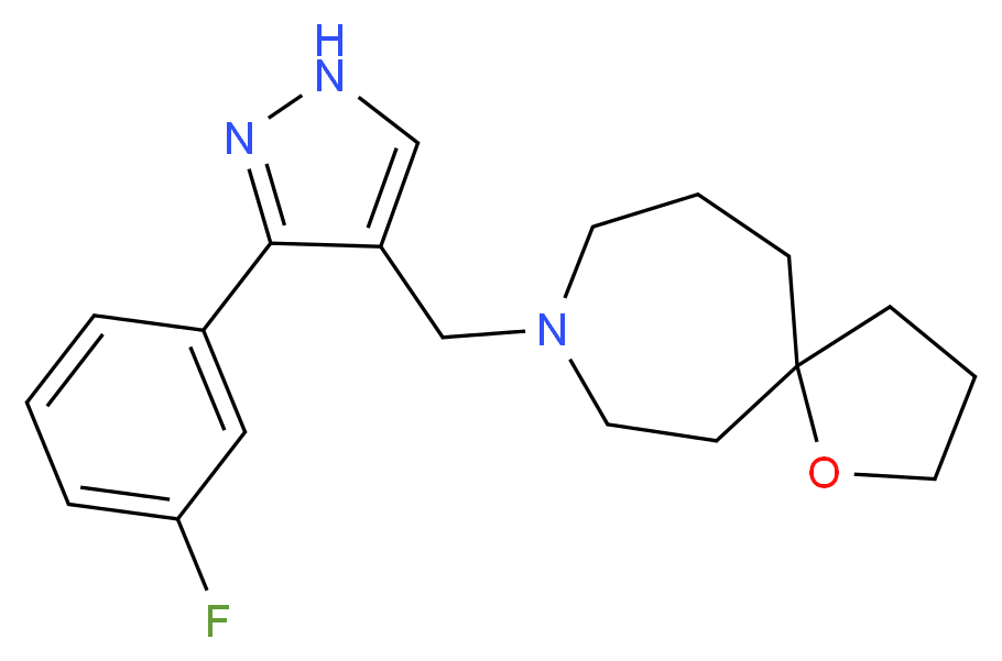 8-{[3-(3-fluorophenyl)-1H-pyrazol-4-yl]methyl}-1-oxa-8-azaspiro[4.6]undecane_Molecular_structure_CAS_)
