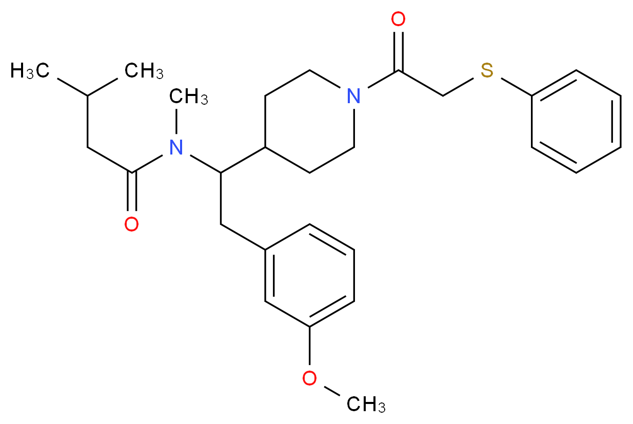 N-(2-(3-methoxyphenyl)-1-{1-[(phenylthio)acetyl]-4-piperidinyl}ethyl)-N,3-dimethylbutanamide_Molecular_structure_CAS_)