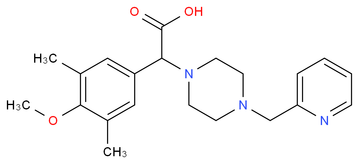 (4-methoxy-3,5-dimethylphenyl)[4-(pyridin-2-ylmethyl)piperazin-1-yl]acetic acid_Molecular_structure_CAS_)