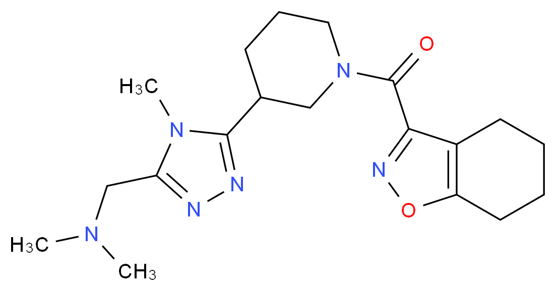 N,N-dimethyl-1-{4-methyl-5-[1-(4,5,6,7-tetrahydro-1,2-benzisoxazol-3-ylcarbonyl)piperidin-3-yl]-4H-1,2,4-triazol-3-yl}methanamine_Molecular_structure_CAS_)