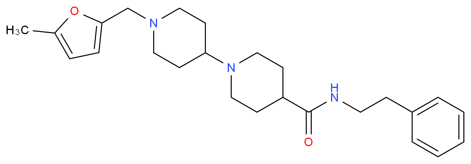 1'-[(5-methyl-2-furyl)methyl]-N-(2-phenylethyl)-1,4'-bipiperidine-4-carboxamide_Molecular_structure_CAS_)
