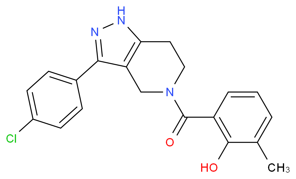 2-{[3-(4-chlorophenyl)-1,4,6,7-tetrahydro-5H-pyrazolo[4,3-c]pyridin-5-yl]carbonyl}-6-methylphenol_Molecular_structure_CAS_)