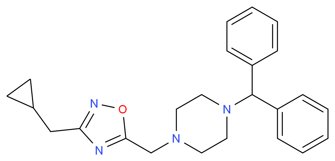 1-{[3-(cyclopropylmethyl)-1,2,4-oxadiazol-5-yl]methyl}-4-(diphenylmethyl)piperazine_Molecular_structure_CAS_)