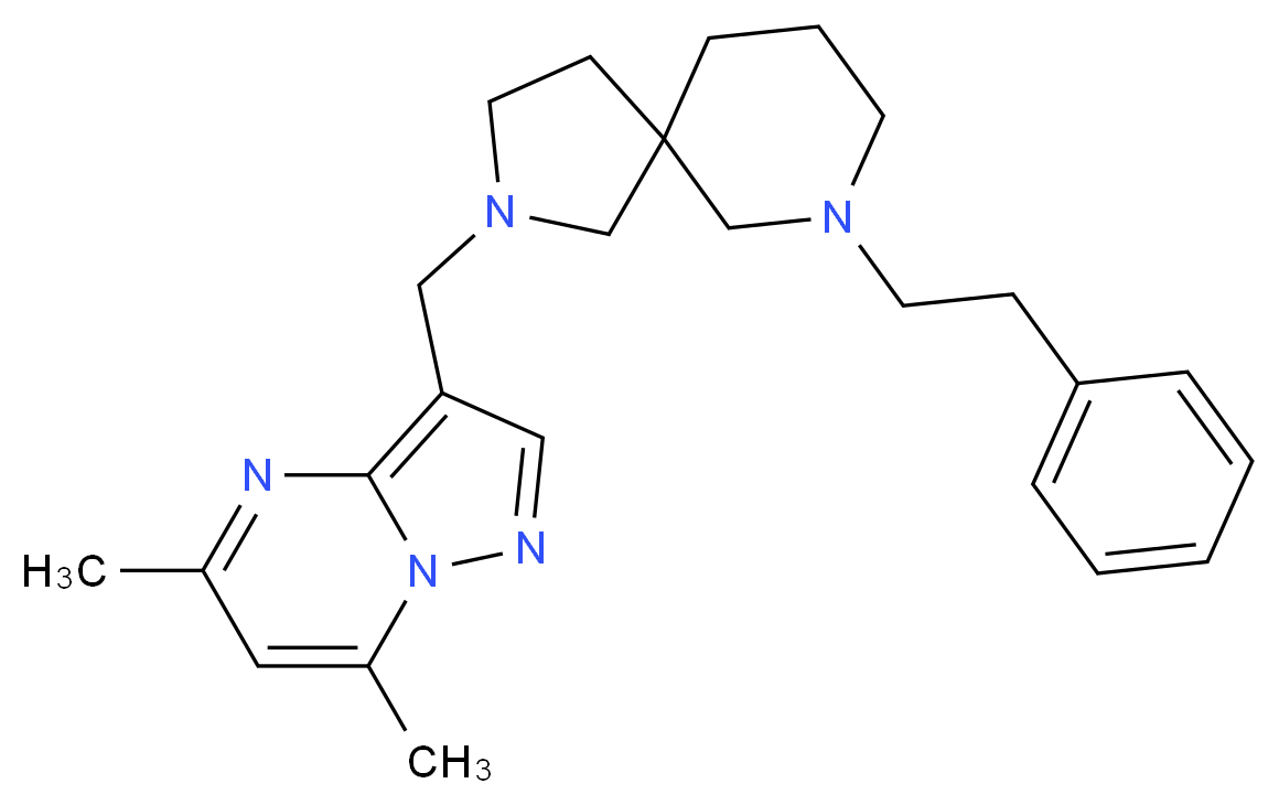 2-[(5,7-dimethylpyrazolo[1,5-a]pyrimidin-3-yl)methyl]-7-(2-phenylethyl)-2,7-diazaspiro[4.5]decane_Molecular_structure_CAS_)