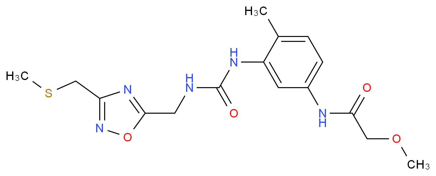 2-methoxy-N-[4-methyl-3-({[({3-[(methylthio)methyl]-1,2,4-oxadiazol-5-yl}methyl)amino]carbonyl}amino)phenyl]acetamide_Molecular_structure_CAS_)
