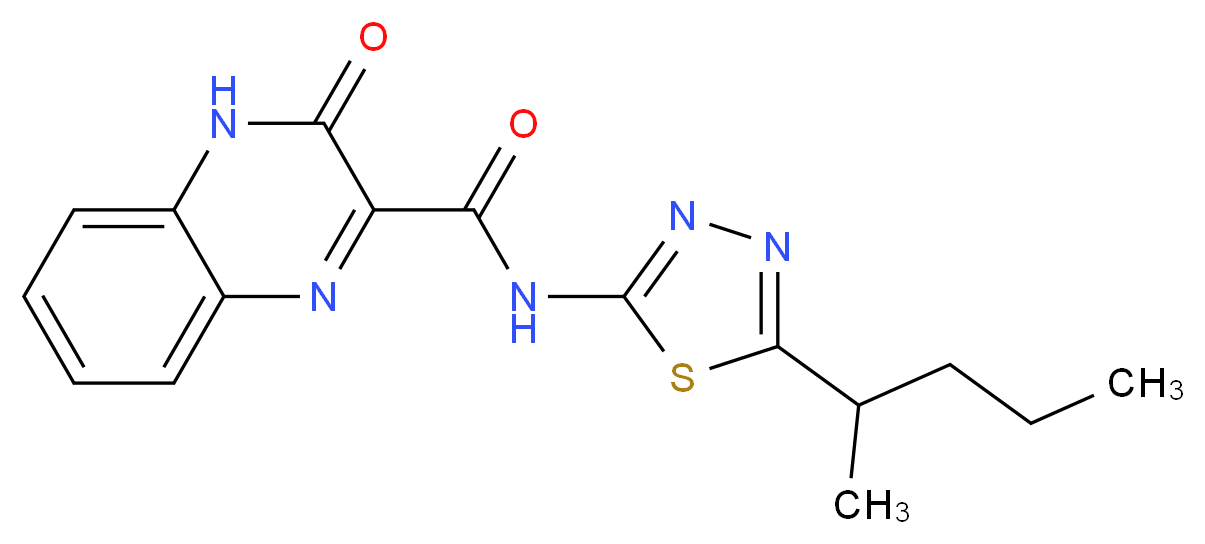 N-[5-(1-methylbutyl)-1,3,4-thiadiazol-2-yl]-3-oxo-3,4-dihydroquinoxaline-2-carboxamide_Molecular_structure_CAS_)