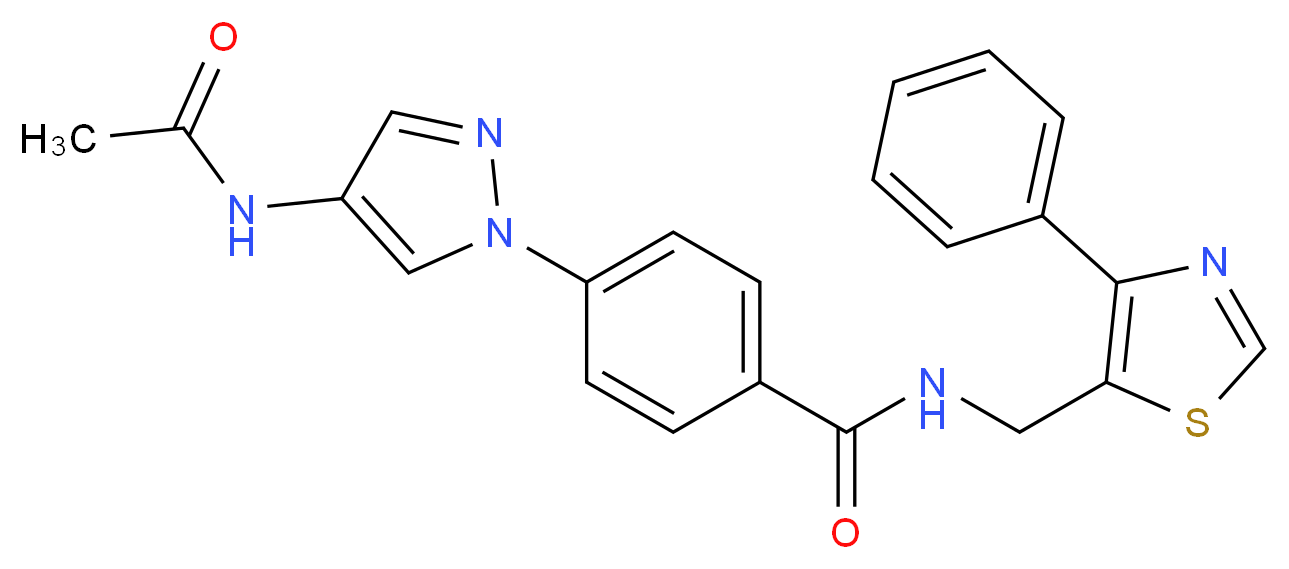 4-[4-(acetylamino)-1H-pyrazol-1-yl]-N-[(4-phenyl-1,3-thiazol-5-yl)methyl]benzamide_Molecular_structure_CAS_)