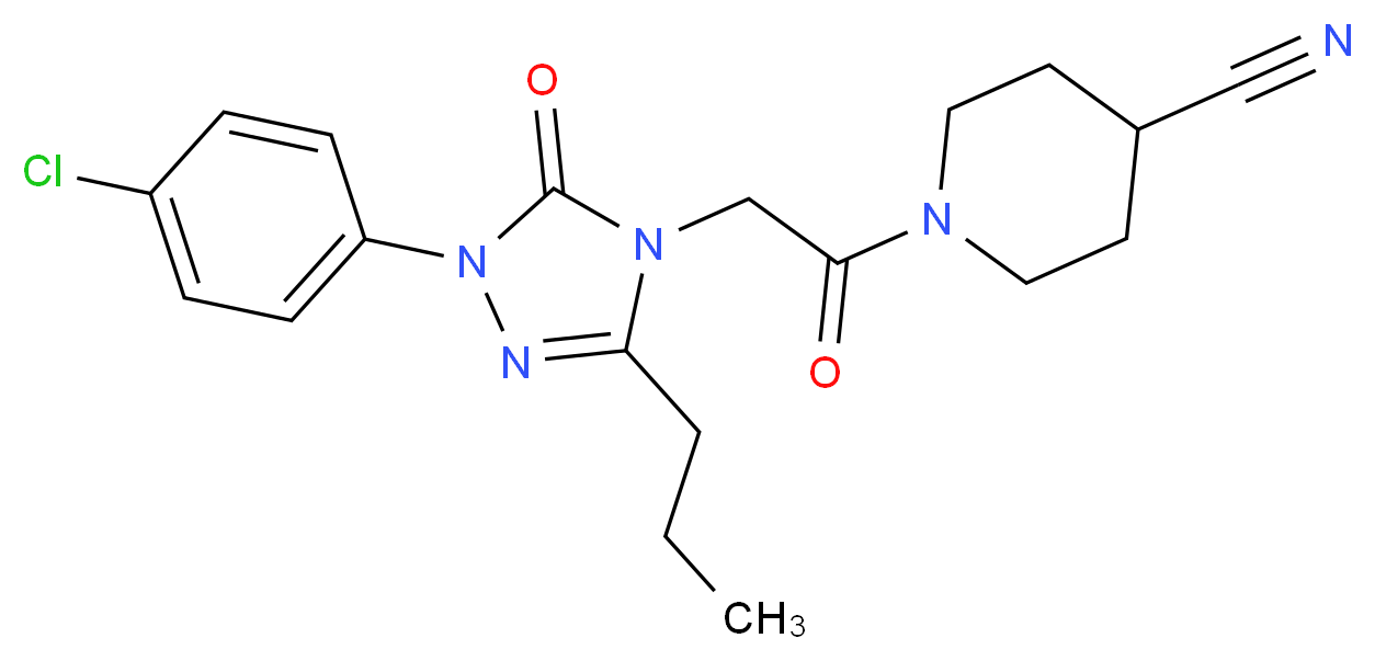 1-{[1-(4-chlorophenyl)-5-oxo-3-propyl-1,5-dihydro-4H-1,2,4-triazol-4-yl]acetyl}-4-piperidinecarbonitrile_Molecular_structure_CAS_)