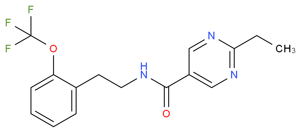 2-ethyl-N-{2-[2-(trifluoromethoxy)phenyl]ethyl}-5-pyrimidinecarboxamide_Molecular_structure_CAS_)