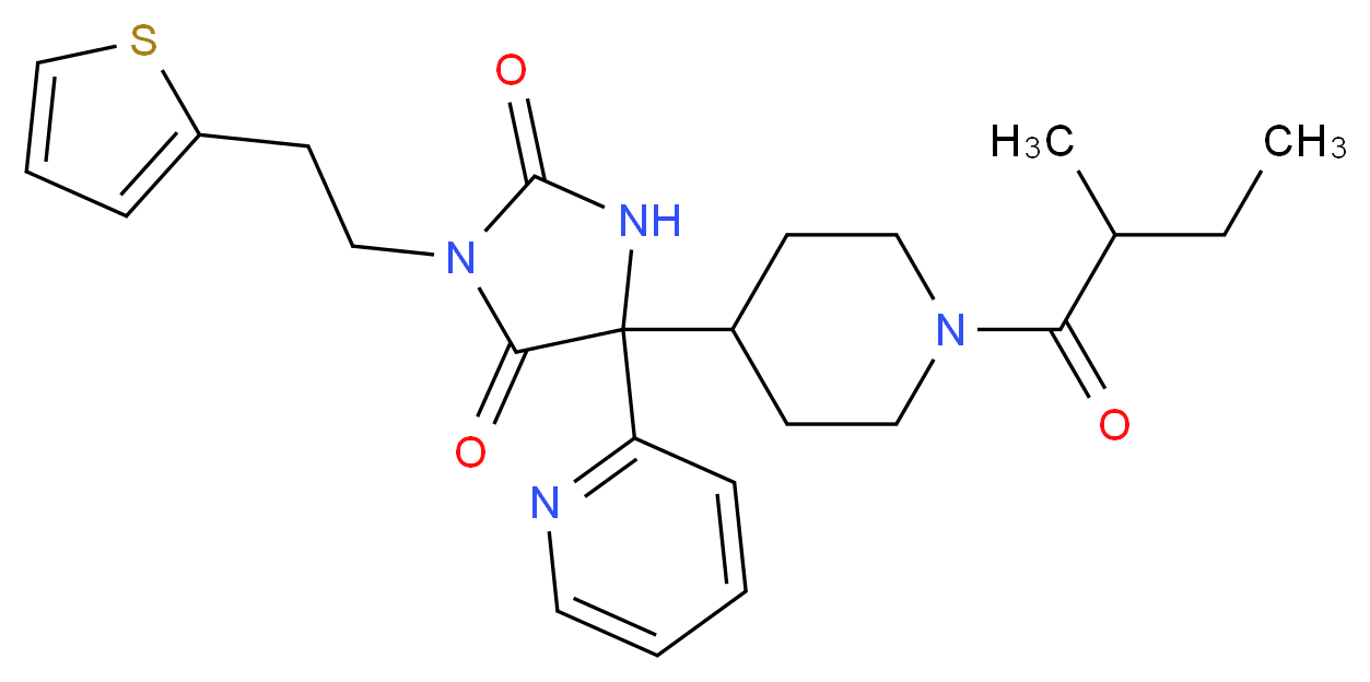 5-[1-(2-methylbutanoyl)-4-piperidinyl]-5-(2-pyridinyl)-3-[2-(2-thienyl)ethyl]-2,4-imidazolidinedione_Molecular_structure_CAS_)