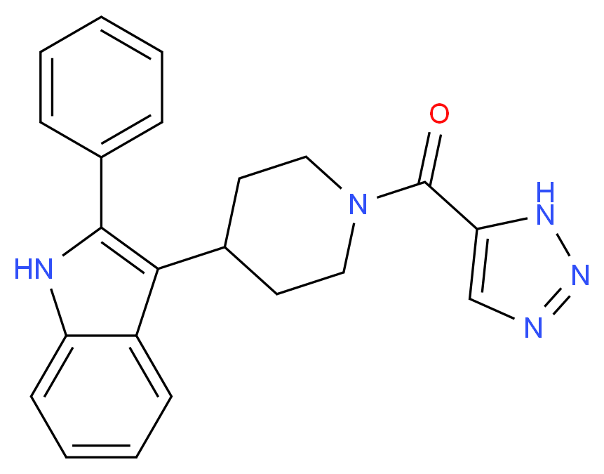 2-phenyl-3-[1-(1H-1,2,3-triazol-5-ylcarbonyl)-4-piperidinyl]-1H-indole_Molecular_structure_CAS_)