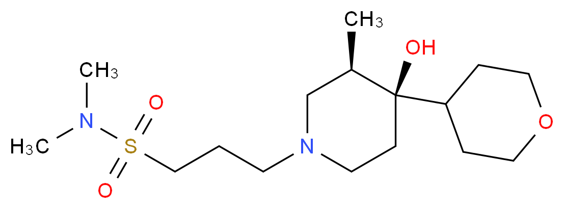 3-[(3R*,4R*)-4-hydroxy-3-methyl-4-(tetrahydro-2H-pyran-4-yl)-1-piperidinyl]-N,N-dimethyl-1-propanesulfonamide_Molecular_structure_CAS_)