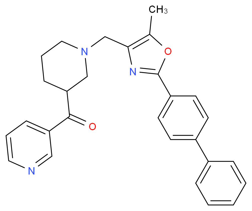 (1-{[2-(4-biphenylyl)-5-methyl-1,3-oxazol-4-yl]methyl}-3-piperidinyl)(3-pyridinyl)methanone_Molecular_structure_CAS_)