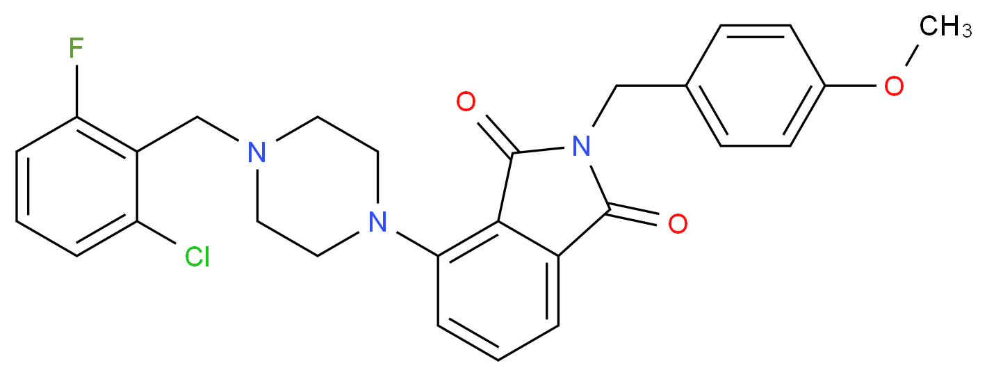 4-[4-(2-chloro-6-fluorobenzyl)-1-piperazinyl]-2-(4-methoxybenzyl)-1H-isoindole-1,3(2H)-dione_Molecular_structure_CAS_)