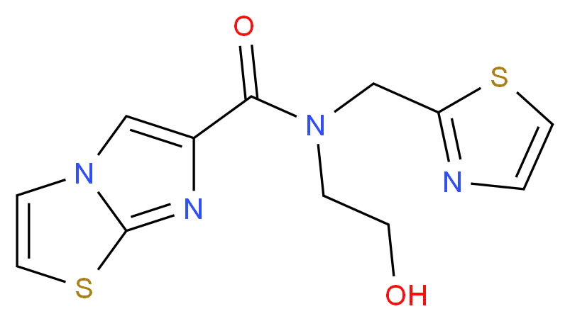 N-(2-hydroxyethyl)-N-(1,3-thiazol-2-ylmethyl)imidazo[2,1-b][1,3]thiazole-6-carboxamide_Molecular_structure_CAS_)