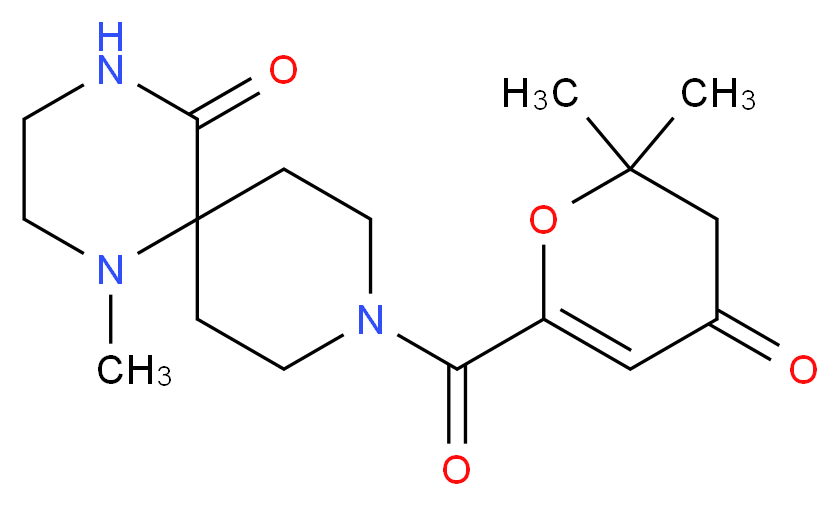 9-[(2,2-dimethyl-4-oxo-3,4-dihydro-2H-pyran-6-yl)carbonyl]-1-methyl-1,4,9-triazaspiro[5.5]undecan-5-one_Molecular_structure_CAS_)