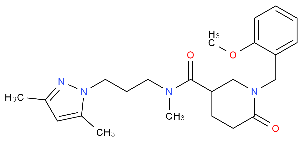 N-[3-(3,5-dimethyl-1H-pyrazol-1-yl)propyl]-1-(2-methoxybenzyl)-N-methyl-6-oxo-3-piperidinecarboxamide_Molecular_structure_CAS_)