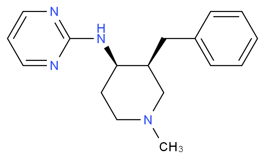 N-[(3S*,4R*)-3-benzyl-1-methylpiperidin-4-yl]pyrimidin-2-amine_Molecular_structure_CAS_)