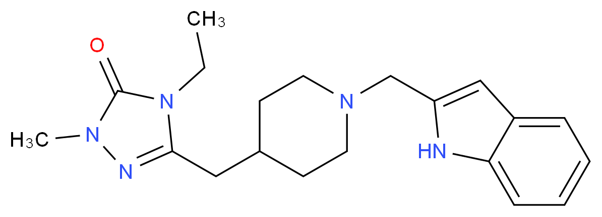 4-ethyl-5-{[1-(1H-indol-2-ylmethyl)piperidin-4-yl]methyl}-2-methyl-2,4-dihydro-3H-1,2,4-triazol-3-one_Molecular_structure_CAS_)