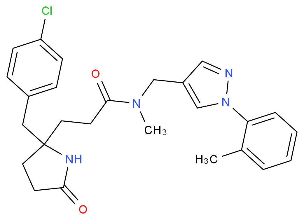 3-[2-(4-chlorobenzyl)-5-oxo-2-pyrrolidinyl]-N-methyl-N-{[1-(2-methylphenyl)-1H-pyrazol-4-yl]methyl}propanamide_Molecular_structure_CAS_)