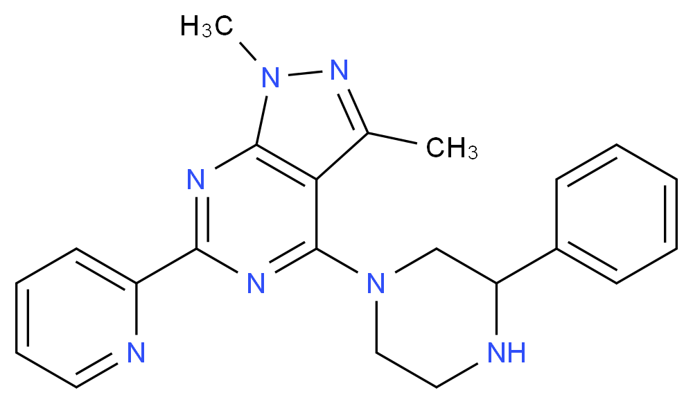 1,3-dimethyl-4-(3-phenyl-1-piperazinyl)-6-(2-pyridinyl)-1H-pyrazolo[3,4-d]pyrimidine_Molecular_structure_CAS_)
