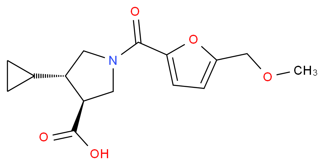 (3S*,4S*)-4-cyclopropyl-1-[5-(methoxymethyl)-2-furoyl]-3-pyrrolidinecarboxylic acid_Molecular_structure_CAS_)