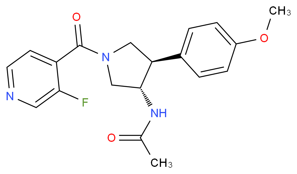 N-[(3S*,4R*)-1-(3-fluoroisonicotinoyl)-4-(4-methoxyphenyl)-3-pyrrolidinyl]acetamide_Molecular_structure_CAS_)