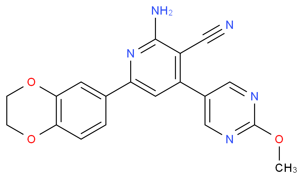 2-amino-6-(2,3-dihydro-1,4-benzodioxin-6-yl)-4-(2-methoxypyrimidin-5-yl)nicotinonitrile_Molecular_structure_CAS_)