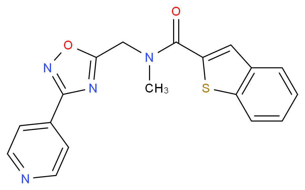 N-methyl-N-[(3-pyridin-4-yl-1,2,4-oxadiazol-5-yl)methyl]-1-benzothiophene-2-carboxamide_Molecular_structure_CAS_)