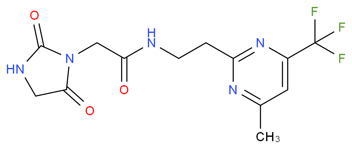 2-(2,5-dioxo-1-imidazolidinyl)-N-{2-[4-methyl-6-(trifluoromethyl)-2-pyrimidinyl]ethyl}acetamide_Molecular_structure_CAS_)