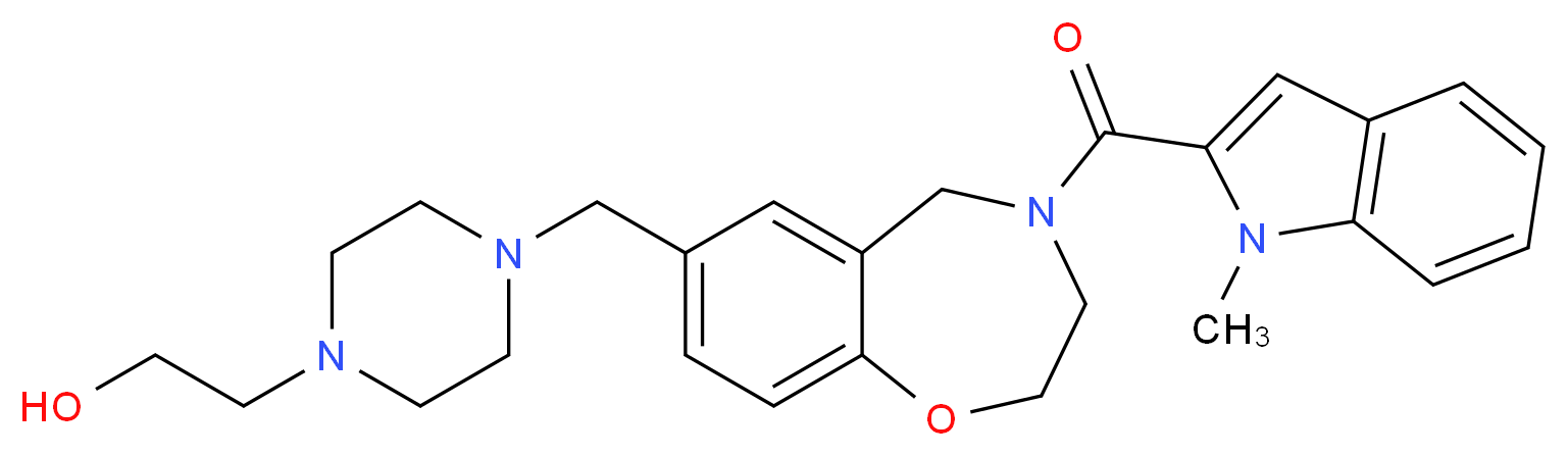 2-[4-({4-[(1-methyl-1H-indol-2-yl)carbonyl]-2,3,4,5-tetrahydro-1,4-benzoxazepin-7-yl}methyl)-1-piperazinyl]ethanol_Molecular_structure_CAS_)