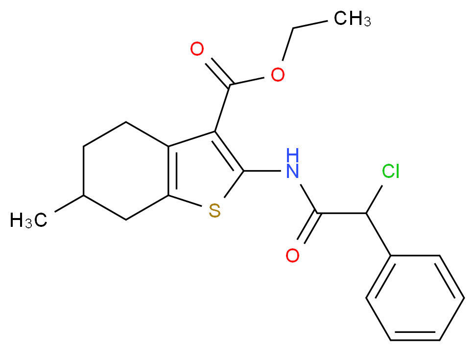 2-(2-Chloro-2-phenyl-acetylamino)-6-methyl-4,5,6,7-tetrahydro-benzo[b]thiophene-3-carboxylic acid ethyl ester_Molecular_structure_CAS_)