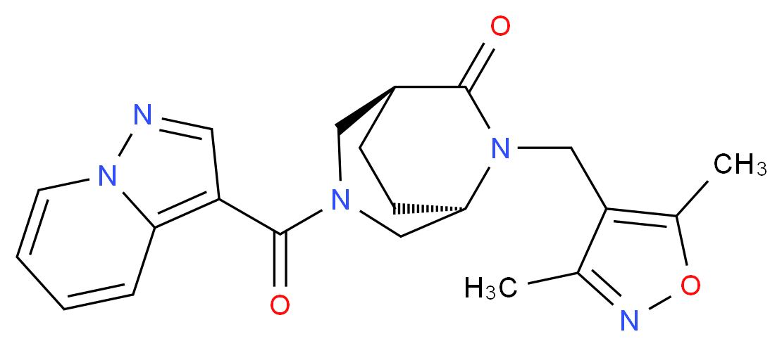 (1S*,5R*)-6-[(3,5-dimethylisoxazol-4-yl)methyl]-3-(pyrazolo[1,5-a]pyridin-3-ylcarbonyl)-3,6-diazabicyclo[3.2.2]nonan-7-one_Molecular_structure_CAS_)
