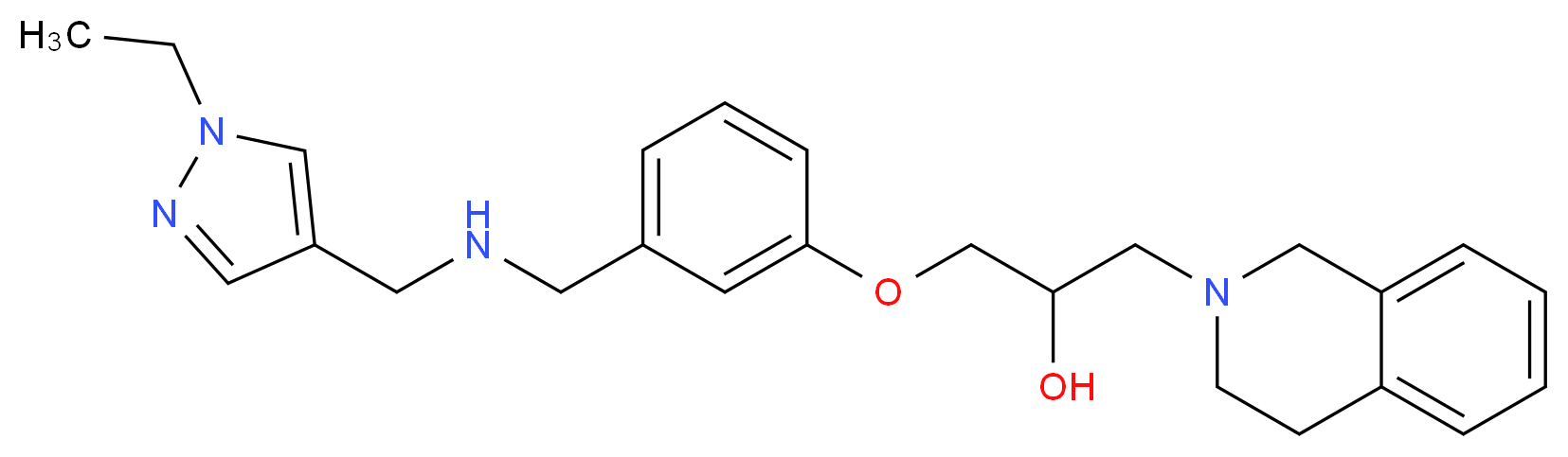 1-(3,4-dihydro-2(1H)-isoquinolinyl)-3-[3-({[(1-ethyl-1H-pyrazol-4-yl)methyl]amino}methyl)phenoxy]-2-propanol_Molecular_structure_CAS_)