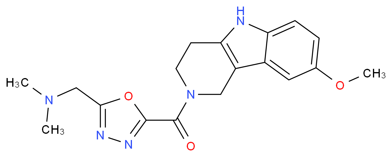 ({5-[(8-methoxy-1,3,4,5-tetrahydro-2H-pyrido[4,3-b]indol-2-yl)carbonyl]-1,3,4-oxadiazol-2-yl}methyl)dimethylamine_Molecular_structure_CAS_)