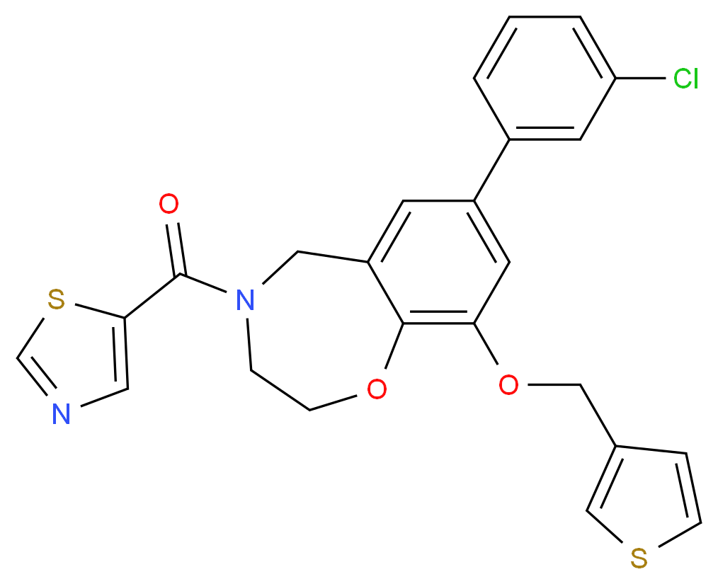 7-(3-chlorophenyl)-4-(1,3-thiazol-5-ylcarbonyl)-9-(3-thienylmethoxy)-2,3,4,5-tetrahydro-1,4-benzoxazepine_Molecular_structure_CAS_)