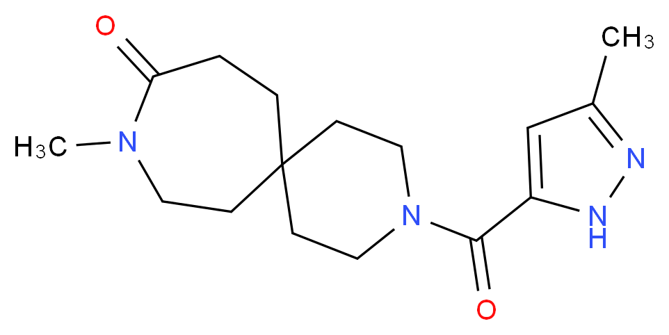 9-methyl-3-[(3-methyl-1H-pyrazol-5-yl)carbonyl]-3,9-diazaspiro[5.6]dodecan-10-one_Molecular_structure_CAS_)