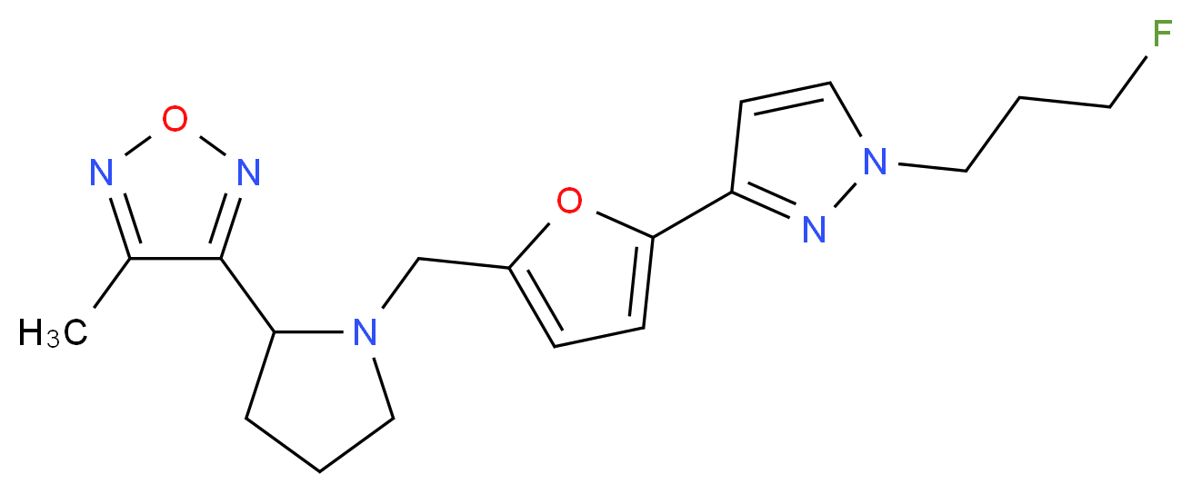 3-[1-({5-[1-(3-fluoropropyl)-1H-pyrazol-3-yl]-2-furyl}methyl)-2-pyrrolidinyl]-4-methyl-1,2,5-oxadiazole_Molecular_structure_CAS_)