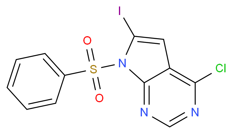 7-(Benzenesulfonyl)-4-chloro-6-iodo-pyrrolo[2,3-d]pyrimidine_Molecular_structure_CAS_876343-09-8)