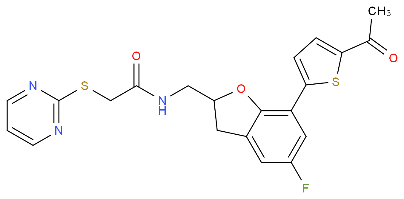 N-{[7-(5-acetyl-2-thienyl)-5-fluoro-2,3-dihydro-1-benzofuran-2-yl]methyl}-2-(2-pyrimidinylthio)acetamide_Molecular_structure_CAS_)