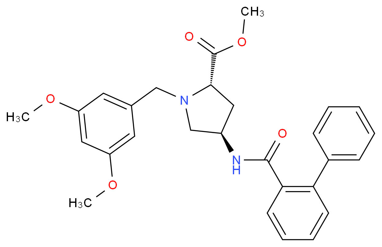 methyl (4R)-4-[(2-biphenylylcarbonyl)amino]-1-(3,5-dimethoxybenzyl)-L-prolinate_Molecular_structure_CAS_)