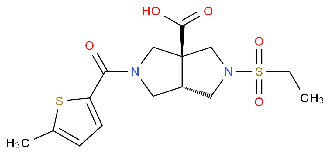 (3aS*,6aS*)-2-(ethylsulfonyl)-5-[(5-methyl-2-thienyl)carbonyl]hexahydropyrrolo[3,4-c]pyrrole-3a(1H)-carboxylic acid_Molecular_structure_CAS_)
